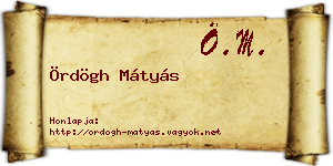 Ördögh Mátyás névjegykártya
